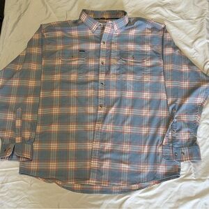 Poncho men’s  Plaid Button-Up Shirt - Blue and Pink size 2XL